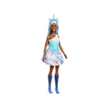 Imagem de Barbie Fantasia Boneca Saia de Unicórnio de Sonho Azul Mattel HRR14, C