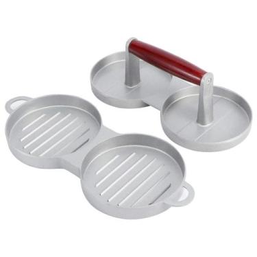 Imagem de Forma Hambúrguer Dupla Prensa Modeladora Alumínio Cabo de Madeira - Ca