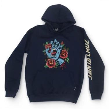 Imagem de Moletom Santa Cruz Canguru Screaming Flash Front Hood - Azul Marinho-Masculino