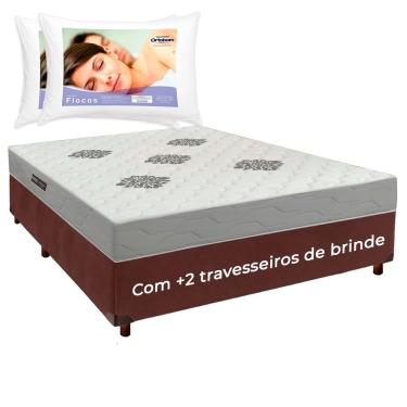 Imagem de Cama Box + Colchão Casal ISO100 Confort Premium + 2 Travesseiros Ortobom