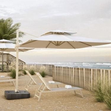 Imagem de Ombrelone Estrutura em Alumínio e Cobertura em Poliéster 3m Trancoso Bege Com Base Plus Bege