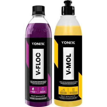 Imagem de Kit Shampoo Automotivo Vonixx  VFLOC e VMOL 500ml  Limpeza Pesada e Br