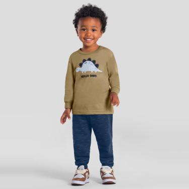 Imagem de Conjunto infantil menino com bordado de dinossauro Brandili-Masculino