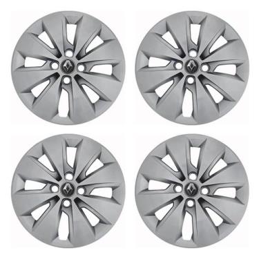 Imagem de Jogo de calotas 247ca-pta aro 14 ca cubo alto prata + emblema de papel