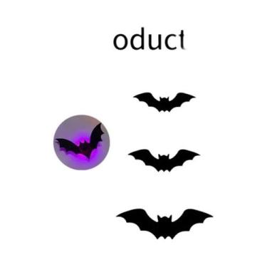 Imagem de Pacote Com 12 Adesivos De Parede LED 3D Morcegos E Aranhas Que Brilham