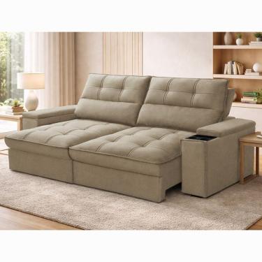 Imagem de Sofa 3 Lugares Retratil Reclinavel 210cm Linho Aveludado Deville Ferguile