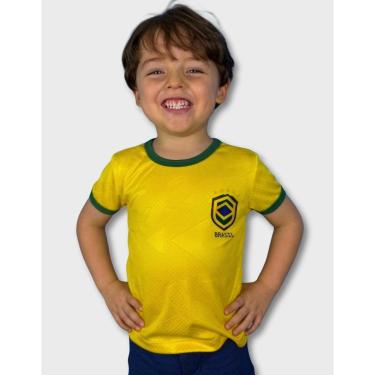 Imagem de Camiseta Infantil Brasil Dry texturizado 3D com emblema seleção brasileira futebol copa...