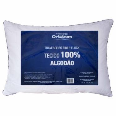 Imagem de Travesseiro Fiber Flock Perfil Alto 1 Peça 100% Algodão Ortobom - S & 
