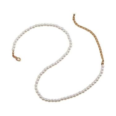 Imagem de Colar Choker Vintage Feminino Com Pérolas E Pingente De Concha De Amor