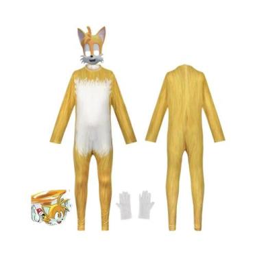 Imagem de Fantasia De Cosplay Do Sonic Para Crianças, Macacão Azul, Vermelho E P