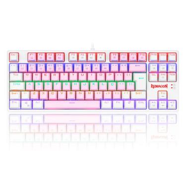 Imagem de Teclado Mecânico Gamer Redragon Daksa Bubblegum RGB Switch Blue ABNT2 Branco e Rosa K57...