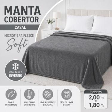 Imagem de Manta Casal - Microfibra Fleece Soft Lisa - Inverno 2,00m x 1,80m - Bo