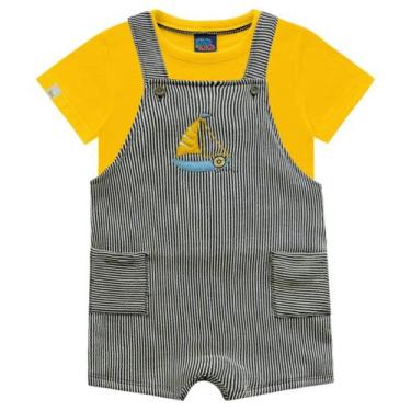Imagem de Jardineira bebê listras barco e camiseta amarela Kiko e Kika , G