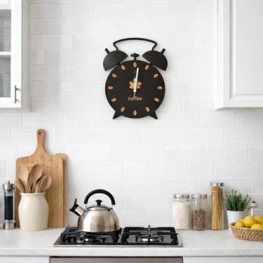Imagem de Relógio De Parede 35cm Silencioso Sweep Sem Tic Tac - Preto - Yn clock