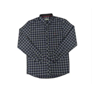 Imagem de Camisa Flanela Manga Longa Masculina, Tecido RenaulxView Xadrez Azul/c