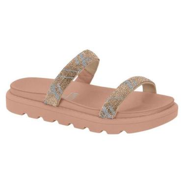 Imagem de Sandália Feminina de Tiras Strass Cristal Vizzano 6459110, Nude, 37