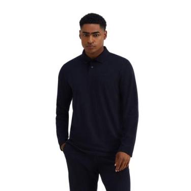 Imagem de Camisa Hering Polo Manga Longa Esport Fino Social Preta, G, Preto
