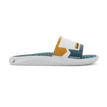 Imagem de Chinelo Masculino Slide Pump Rider 12424, Branco, Azul, Amarelo, 40