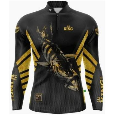 Imagem de Camisa Pesca Camiseta Manga Longa Proteção UV 50 King Brasil, Kff10, E