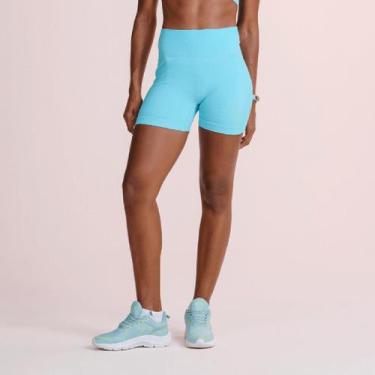 Imagem de Shorts Feminino Lupo Seamless Canelado Fitness Academia, M, Lagoon