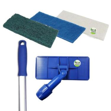 Imagem de Kit LT Limpa Tudo + Cabo 140 cm + Fibra Multiuso Verde Piso + Macia Vi
