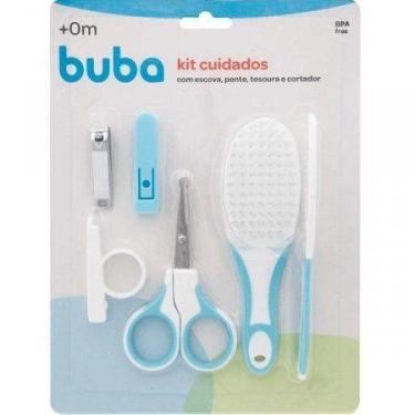 Imagem de Kit Cuidados e Higiene Bebê Pente Escova e Cortador  Azul - Bubba