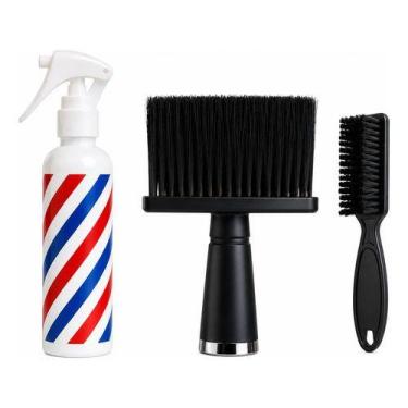 Imagem de Kit Barbeiro Espanador Black Com Borrifador Pole E Escovinha - Barbers