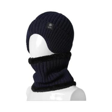 Imagem de Boné Masculino De Inverno Em Tricô Com Forro De Pele Sintética, Quente