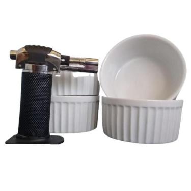 Imagem de Kit 5 Peças Com Maçarico e 4 Ramekins Para Creme Brulee e Sobremesas -