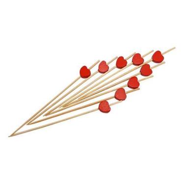 Imagem de 1.000 Espetinho Coração Vermelho 12cm Festa Petisco Lanche Vermelho Co