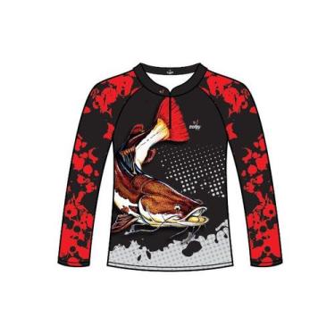 Imagem de Camisa Camiseta de Pesca Infantil Pirarara Black C/ Proteção Solar UV5