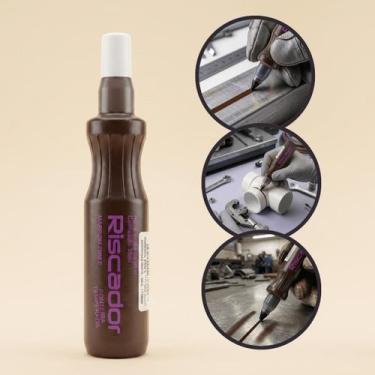 Imagem de Kit 5 Marcador Riscador Caneta Industrial Marrom 2mm 60ml Ferro Chapa 