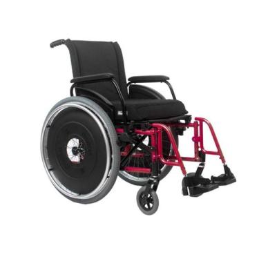 Imagem de Cadeira de Rodas AVD Vermelho Alumínio Pés Fixos Ortobras, 50cm