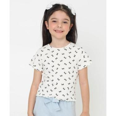 Imagem de Blusa Infantil Canelada Laços Marisa Tam 4 a 10 Off Wh-77160, 6, Off w