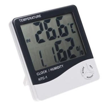 Imagem de Termômetro Digital Yeet Relógio com Termo Higrometro Despertador Exibição Simultânea Bivolt Branco