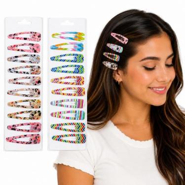 Imagem de Kit 10 Presilhas Cabelo Tic Tac grandes estampa sortida 7cm - Genérica