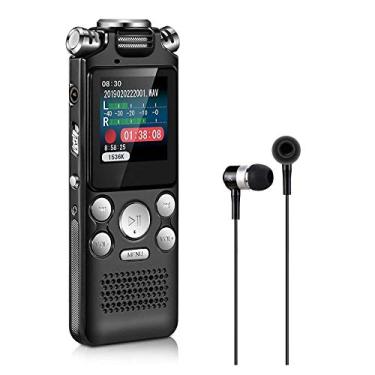 Imagem de AUTENS Gravador de voz digital de 16 GB com velocidade de reprodução variável, gravador de som, microfones ultra-sensíveis, leitor de MP3, gravação de áudio com redução de ruído para palestras,