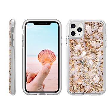Imagem de Capas de telefone Gold Foil Glitter Flakes para iPhone 13 12 Mini 11 Pro XS Max SE XR 7 8 Plus Blindes Bling Capa de armadura à prova de choque, dourada, para iPhone XR