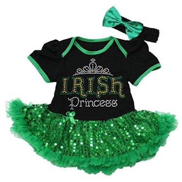 Imagem de Petitebella Irish Princess Body preto lantejoulas verdes tutu vestido para bebê nb-18 m, Preto, 12-18 Months