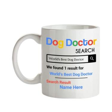 Imagem de Caneca personalizada de médico de cachorro - Presentes personalizados para médicos de cães - de médico de cachorro - Personalizado com o nome do seu médico - Caneca de café de 325 ml