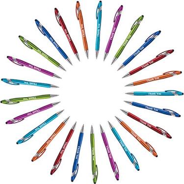 Imagem de Canetas Stylus de presente "Thank You" para todos os dispositivos TouchScreen - 2 em 1 caneta combo para eventos, festas, agradecimento de funcionários e mais, 25 Pack