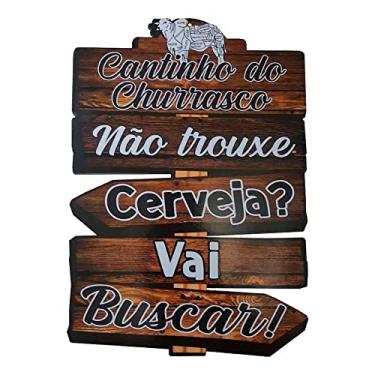 Imagem de Placa Decorativa de Parede Madeira Bbq - Não Trouxe Cerveja? Vai Buscar!