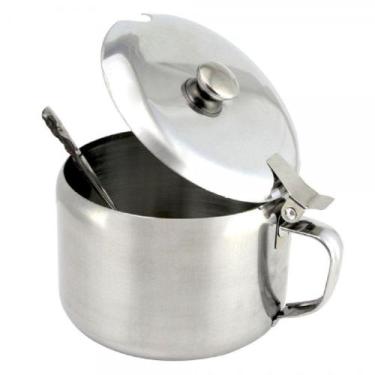 Imagem de Açucareiro Colher Aço Inox Pote Guar Armazenar Açúcar Elegante Servir