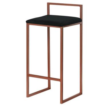 Imagem de Banqueta Selena Base Bronze Veludo Preto Gran Belo