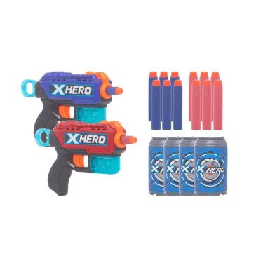 Arma Lançadora de Dardos Tipo Nerf Fit Azul com 4 Dardos Hero Baby Style