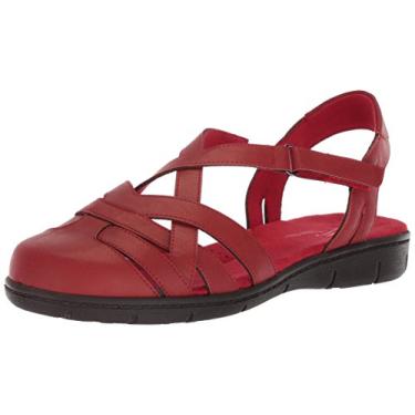 Imagem de Easy Street Sandália rasteira feminina Garrett de couro sintético com tiras, Vermelho, 7.5 Wide
