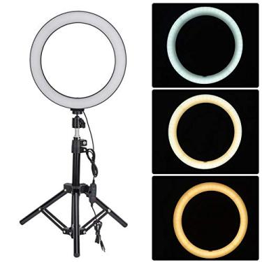 Imagem de Luz de anel de preenchimento de LED de 25 cm, 3500-6000K Stepless regulável vídeo foto estúdio beleza lâmpada de preenchimento com suporte para telefone tripé para YouTube Streaming ao vivo Iluminação Fotografia de maquiagem