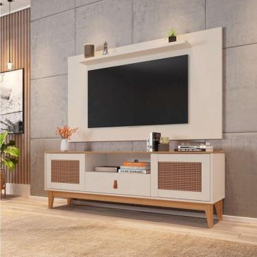 Imagem de Rack com Painel para TV até 60 Polegadas Retrô Esmeralda Versátile Casa D Off White/Noce 2