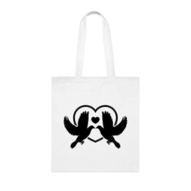 Imagem de Sacola de amor de pássaros engraçados, presente de amor de pássaros, bolsa de ombro de amor de pássaros, bolsas reutilizáveis de amor de pássaros, ideia de presente de cesta de natal