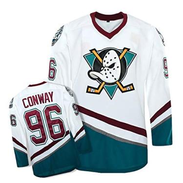 Imagem de Yajun Charlie Conway #96 Mighty Ducks Movie Ice Hockey Jerseys NHL Moletom Masculino Respirável Camiseta Manga Longa, G